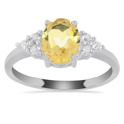 REAL BRAZILIAN CITRINE GEMSTONE CLASSIC RING IN STERLING SILVER